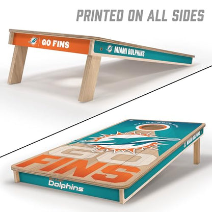YouTheFan NFL 2' x 4' Slogan Series Professional Wood Cornhole Game - color: Miami Dolphins