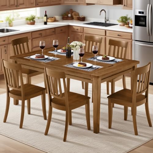 Haddockway 63" ×39“ Board Game Table with Removable Top, Solid Wood Dining/Gaming Table for 4-6 Players with Play Mat, 6 Detachable Cup Holders & 6 Hobby Trays (Light Walnut) - color: Light Walnut