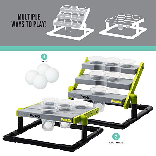 Franklin Sports Stadium Cup Pong Set - Jumbo 6 Cup Pong Game Set with Cups + Stand - Fun Indoor + Outdoor Tailgate Game