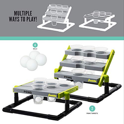 Franklin Sports Stadium Cup Pong Set - Jumbo 6 Cup Pong Game Set with Cups + Stand - Fun Indoor + Outdoor Tailgate Game