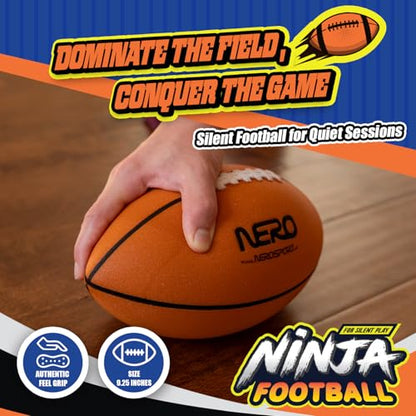NERO SPORT Ninja Silent Football, Quiet Foam Football for Indoor & Outdoor Play, Soft Sound-Absorbing Design, Easy-Grip Textured Surface with Raised Laces, Lightweight Training & Family Fun