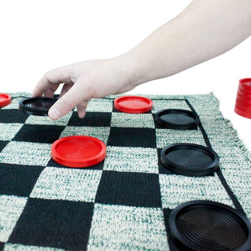 Jumbo 2-Sided Checker, Tic Tac Toe and Mega Tic Tac Toe Rug Game Set - Includes Complete Set of Checkers!