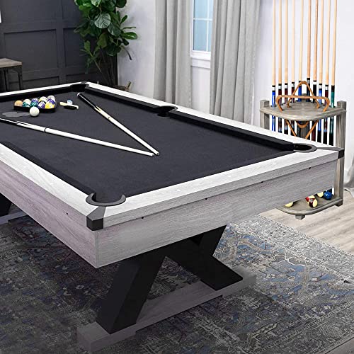 CROWN ME Deluxe Corner Floor Cue Rack, Pool Cue Holder - Smoky Finish, Solid Hardwood, Holds 10 Cues, 16.5-in W x 16.5-in D x 28-in H