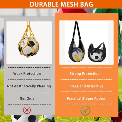 Mesh Ball Bag for Basketball Soccer & Volleyball, Sports Ball Bag with Zipper Pocket,Ball Storage Bag,Lightweight and Breathable - style: Two Packs