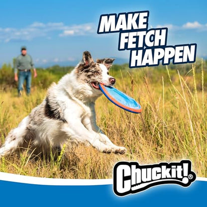 Chuckit! Max Glow Zipflight Flying Disc Dog Toy - Water Floating Flyer for Beach and Pool - Durable Polyester Construction - For Medium and Large Dogs - Size Medium - 8.5” L x 8.5” W - Pack of 1 - size: Medium