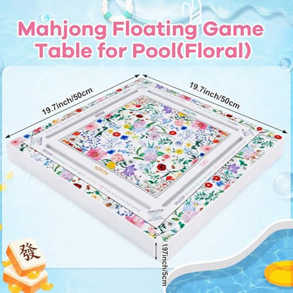 19x19 Inches Mahjong Floating Game Table for Pool Adults Pool Games Tray for Mah Jong Card Games Dominoes Poker Floater Tables for Indoor Outdoor Swimming Pool Hot Tub Lake(Floral) - style: Floral