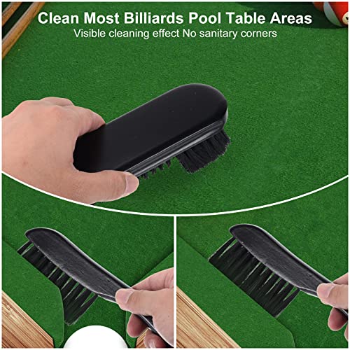 PATIKIL Pool Table Cleaning Brush Set, Billiards Table Brush Rail Brush Cue Cleaning Cloth Sticky Lint Roller & Spare Core Pool Table Clean Kit - color: Black