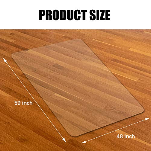 Kuyal Clear Chair Mat, Hard Floor Use, 48" X 59" Transparent Office Home Floor Protector mat Chairmats (48" X 59" Rectangle) - size: 48" x 59" Rectangle