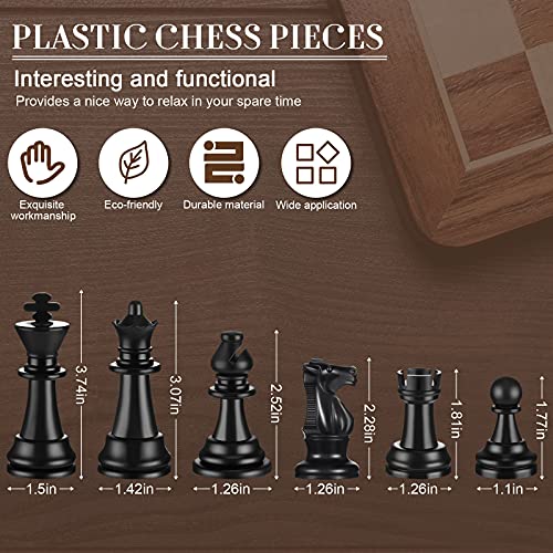 Sumind 32 Pcs Chess Pieces Only Plastic Chessman Set for Replacement of Missing Pieces Pawn 95 Mm/ 3. 7 Inch King's Height Tournament Chess Set with Storage Bag for Board Game White and Black