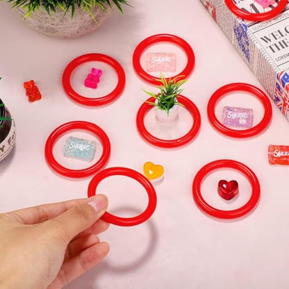 Aodaer 60 Pack Ring Toss Rings Plastic Carnival Rings for Carnival Party Favors Bottles Sport Ring Toss Game Fun Target Toys - color: Red