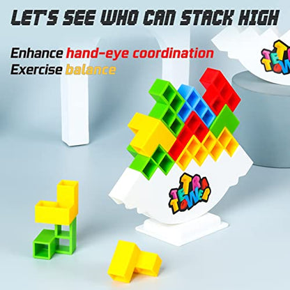 ALKISTA 32 Pcs Tetra Tower Balance Stacking Blocks Game, Board Games for 2 Players+ Family Games, Parties, Travel, Kids & Adults Team Building Blocks Toy