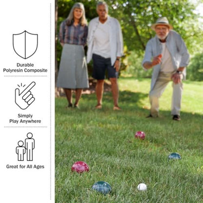 Bocce Ball Set Regulation Size - Lawn Game for Backyard or Beach - Includes Red and Green Bocce Balls, Pallino, and Carrying Case by Trademark Games