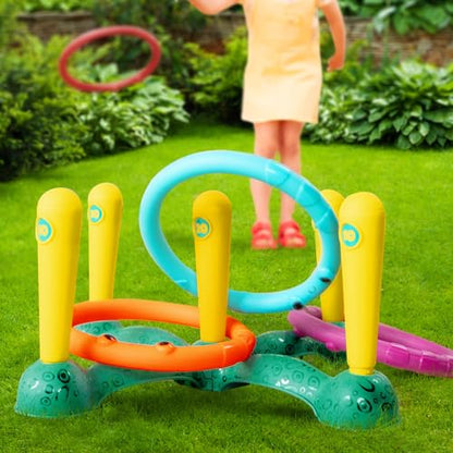 B. toys – Ring Toss Game – Indoor & Outdoor – Sling-a-Ring Toss – 12 Pieces – 5 Pegs & 5 Colorful Rings – for Toddlers, Kids – 3+ Years - style: Ring Toss Game