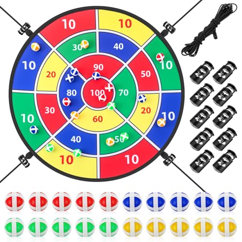 Lunmon 29" Trampoline Dart Board Game Accessories, Trampoline Toss Game Dartboard with 20 Sticky Balls, Indoor & Outdoor, Sport Fun Party Play Toys for Birthday Gifts - style: Classic Style 100 Score