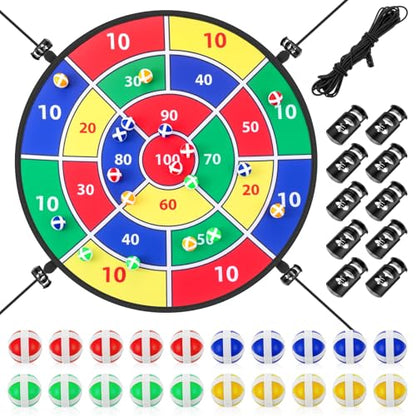 Lunmon 29" Trampoline Dart Board Game Accessories, Trampoline Toss Game Dartboard with 20 Sticky Balls, Indoor & Outdoor, Sport Fun Party Play Toys for Birthday Gifts - style: Classic Style 100 Score