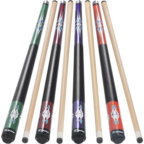 Kmise Pool Cue Stick Set,4 Colors Canadian Maple Cue,Pool Sticks for Adults,Tacos de Billar 18 19 20 21oz for Beginner - color: 4 Sets(18oz Green,19oz Red,20oz Purple,21oz Orange), size: 18 19 20 21 oz