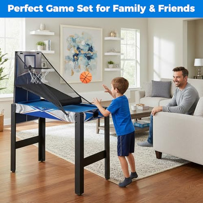 GYMAX Multi Game Table, 6 in 1 Combo Game Table with Basketball, Air Hockey, Pool Table, Ping Pong, Shuffleboard and Bowling, Game Tables for Game Room, Home, Family