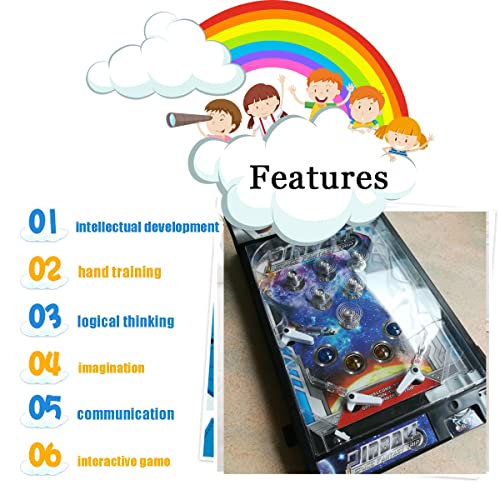 Mini Pinball Game for Kids, Desktop Pinball Machine, Kids Mini Arcade Pinball Toy with Launcher & Metal Ball, Desktop Ball Shooting Toy, for Boys Girls Birthday