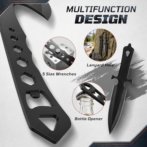 3 Pack Throwing Axe Set, Full Tang Stainless Steel Throwing Tomahawk Throwing Hatchet, 3 Pack Throwing Knives Set with Bottle Opener and Nylon Sheath for Backyard Recreation and Competition