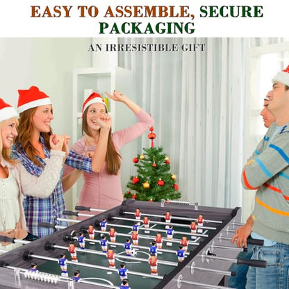 58 Inch Large Size Foosball Table Adult Size, Full Size Soccer Game Table w/2 Balls, Leg Levelers & Heavy-Duty Legs, Durable Arcade Football Table for Game Room, Home, Office, Party