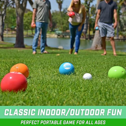 GoSports 90 mm Soft Bocce Set Includes 8 Weighted Balls, Pallino and Case, Play Indoors or Outdoors