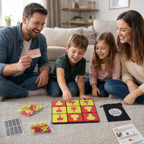 91 Pieces Tic Tac Toe Game with Storage Bag for Backyard Lawn | Ages 4-12, odorless weatherproof material, Fixed design, waterproof X and O pieces, logic training, beach or camping