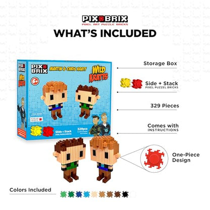 Pix Brix - Wild Kratts Toy Pixel Art Kit - Kratt Brothers Figures, 329 Pieces - Patented Slide + Stack Pixel Puzzle Building Bricks, Create Martin & Chris Figures - Stem Toys, Ages 6 Plus - style: Martin & Chris Kratt