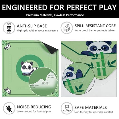 Mahjong Mat for Table,CUFURNIX 31.5''x31.5'' Non-Slip & Noise Reduction Mahjong Mat with Rules,Mah Jongg Gift with Carrying Bag for Poker,Board Games,Dominoes,Cards & Tile Games (Green) - color: Green
