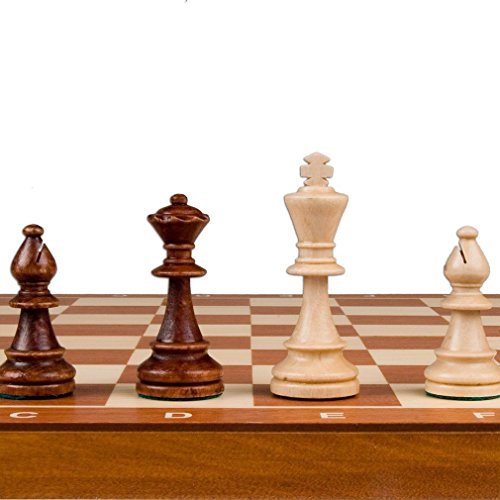 Wegiel Handmade European Professional Tournament Chess Set - Wooden 21 Inch Folding Board with Felt Base & Hand Carved Chess Pieces - Compartment Inside The Board to Store Each Piece