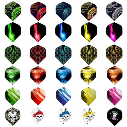 Dart Flights, 6 Styles, 30 Sets, 90 Pieces, PET Standard Accessories for Darts, Perfect Equipment for Soft/Steel Tip Darts Games (6 Styles, 30 Sets, 90 Pieces)