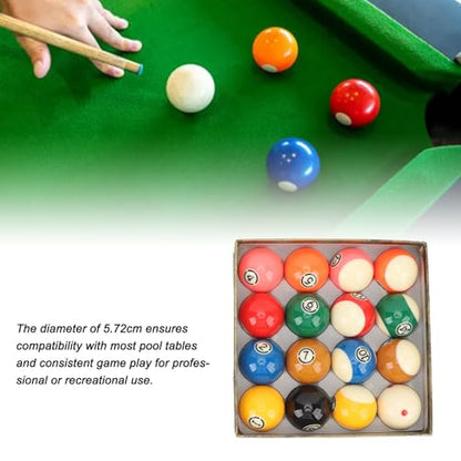 16 Pcs Billiard Ball Set Regulation Size, Professional Regulation Size Billiards Pool Balls Set, Standard Set of Pool Balls, Resin, for Billiard Table Pool Table