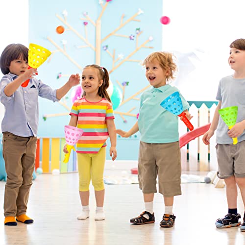 Jerify 30 Pcs Pop Pass Catch Ball Game Outdoor Indoor Games Toys for Kids with 12 Catch Launcher Baskets and 18 Balls Beach Sport Outdoor Activities for Summer Party Favor Gift Age 6 7 8 10 12+