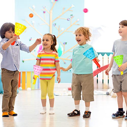 Jerify 30 Pcs Pop Pass Catch Ball Game Outdoor Indoor Games Toys for Kids with 12 Catch Launcher Baskets and 18 Balls Beach Sport Outdoor Activities for Summer Party Favor Gift Age 6 7 8 10 12+