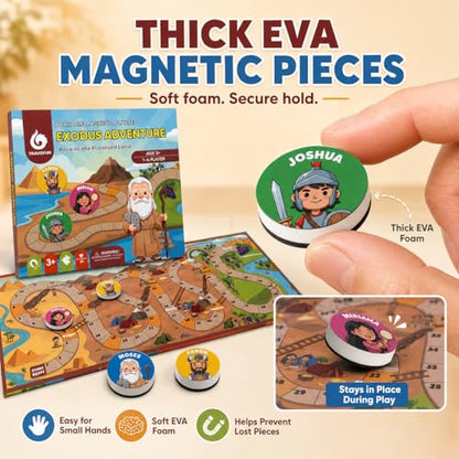 TRAVOFUN Exodus Magnetic Board Games for Kids Ages 3-5+, Foldable Travel Games & Bible Toys, Christian Snake and Ladders Family Game for Road Trip Activities & Sunday School Gifts - style: Exodus Adventure