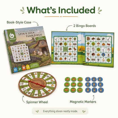 Travofun Farm Bingo Game, Magnetic Travel Toy for Kids 3 and Up, Ideal for Road Trips - color: Farm