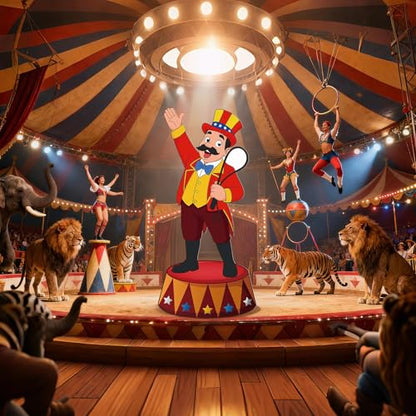 3.93 Ft Carnival Leader Cardboard Cutout Stand Up Circus Theme Party Decorations Life Size Large Carnival Clown Themed Birthday Party Decoration Backdrop for Photo Props Party Supplies - size: 1.84 x 3.93 feet/ 56.1 x 120 cm
