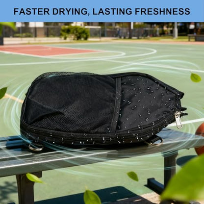 LAKE OF FIRE Pickleball Paddle Cover Crossbody Bag with Adjustable Strap Pickle ball Sling Bag Lightweight Pickleball Gifts for Men and Women - color: Black