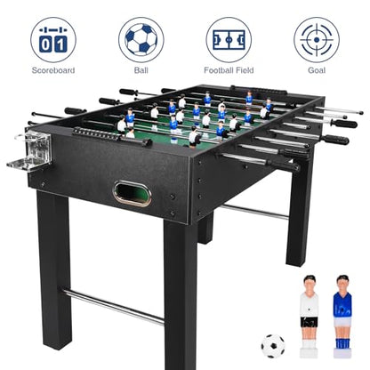 47Inch Large Foosball Table for Adults Multifunction Gaming Table Heavy Duty Soccer Playing Desk Heavy-Duty Football Arcade for Family Night/Game Room/Party