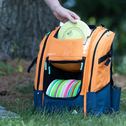 Axiom Discs Voyager Lite Backpack Disc Golf Bag (Choose Your Favorite Color) - color: Orange/Navy, style: V2