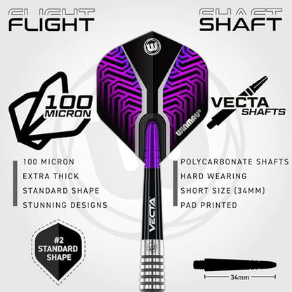 Winmau Darts Callisto Series 90% Professional Tungsten Soft Tip Darts Set with Dart Flights and Dart Shafts (Stems) - Available in 18g Weight and Three Styles - size: 18G, style: Kairos 1