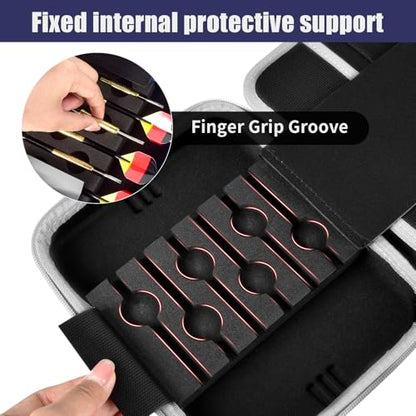 Boobowl Hard Dart Case for Steel and Soft Tip Darts, Holds 12 Darts | Hard EVA Case With 12 Dart Slots, 6 Mesh Pockets And Zipper Storage For Flights, Tips And Shafts; Case Only - Blue - size: Holds for 12pcs Grey