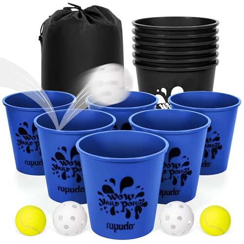 ropoda Giant Yard Pong,Yard Games with Durable Buckets and Balls, Outdoor Game with Carry Bag for The Beach,Lawn, Great Gift Choice for Families（Blue and Black） - color: Blue and Black, size: Large