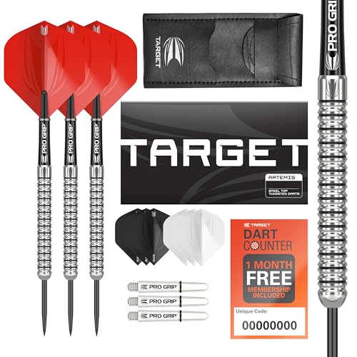 Target Darts Artemis Tungsten Steel Tip Dart Set, 21G/22G/23G/24G/25G/26G | Artemis Original | Artemis K-Flex Integrated Flight & Shaft | Professional Accessories Dart Kit, Dart Wallet Included - size: 26G, style: ARTEMIS ORIGINAL