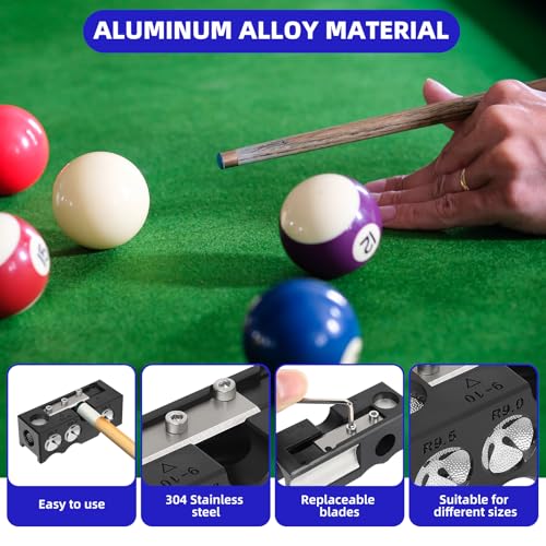 Desoto 11-in-1 Billiards Pool Cue Tip Shaper and Repair Tool Kit, Cue Tips Replacement Kit for Pool Table Accessories