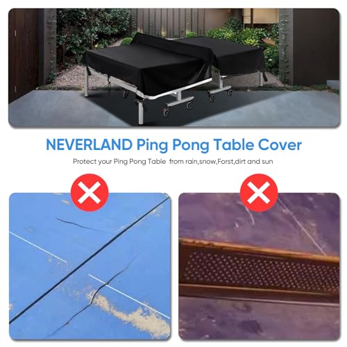 Ping Pong Table Cover Outdoor Waterproof,Table Tennis Cover Indoor & Outdoor Fits Universal 9x5 FT Tables Folding & Flat Tables with Paddles Organize Bag,600D Oxford Fabric