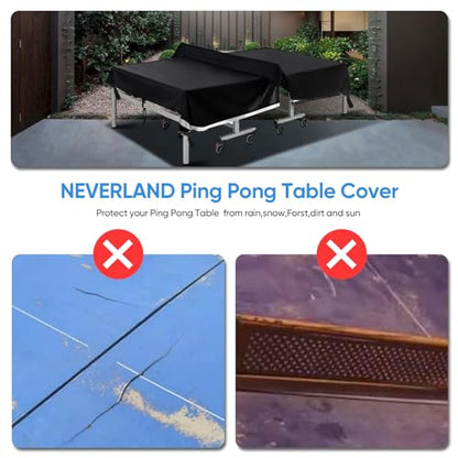 Ping Pong Table Cover Outdoor Waterproof,Table Tennis Cover Indoor & Outdoor Fits Universal 9x5 FT Tables Folding & Flat Tables with Paddles Organize Bag,600D Oxford Fabric
