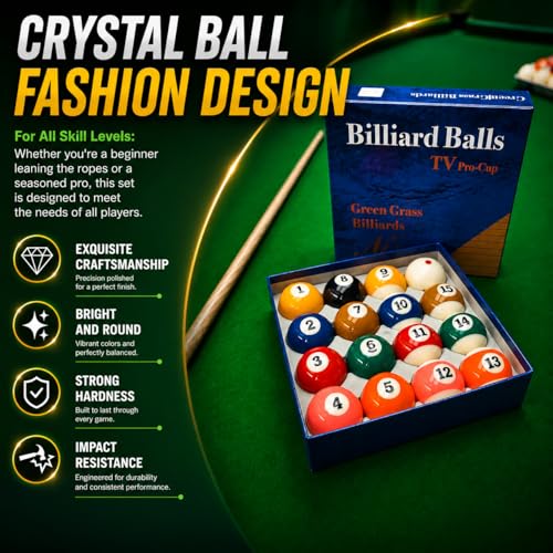 HMQQ Billiard Balls Set 2-1/4" Regulation Size Pool Table Balls for Replacement (16 Resin Balls) - style: 5A 2-1/4" pool ball