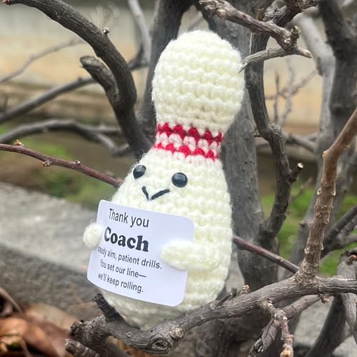 Bowling Accessories Crochet Gifts, Emotional Support Bowling Pin Office Desk Decor Decorations for Women Men (Thank You Coach) - style: Thank You Coach