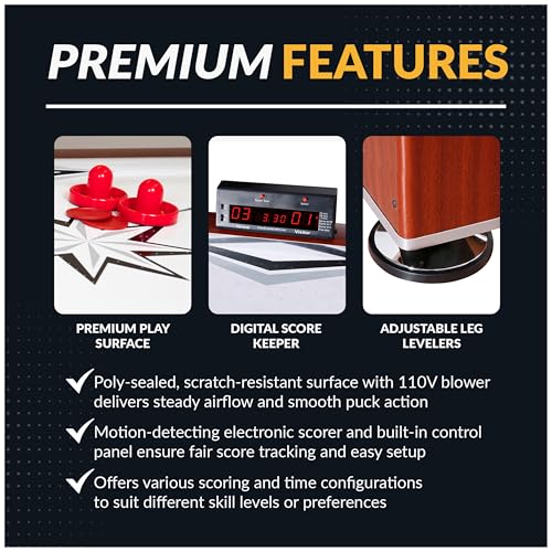 Hathaway Midtown 6' Air Hockey Family Game Table with Electronic Scoring, High-Powered Blower, Cherry Wood-Tone, Strikers and Pucks
