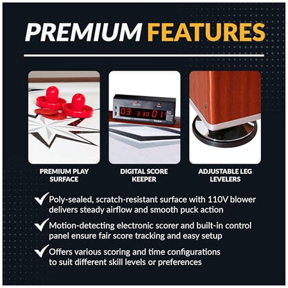 Hathaway Midtown 6' Air Hockey Family Game Table with Electronic Scoring, High-Powered Blower, Cherry Wood-Tone, Strikers and Pucks